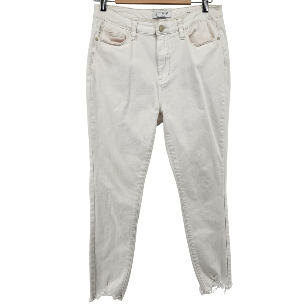 Judy Blue Skinny Jeans‎ Women 13/31 Off White Raw Hem Frayed Stretch JB88453
